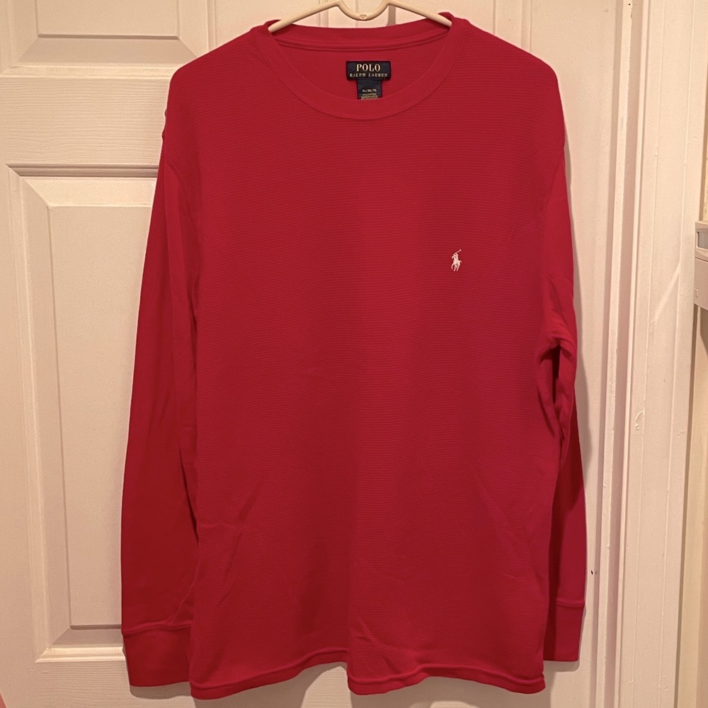 Men’s Polo Ralph Lauren Long Sleeve Thermal Red Shirt Size XL